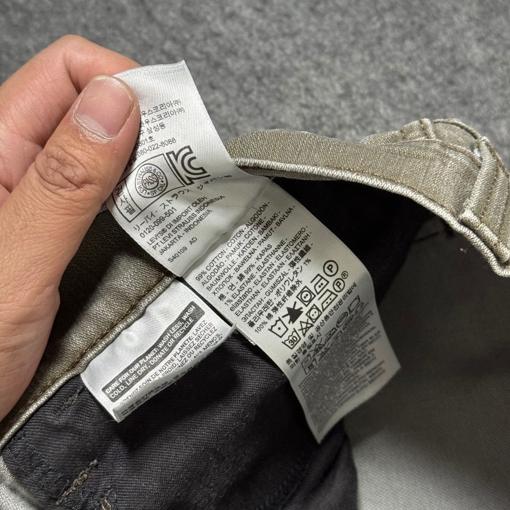 Levis 511 Slim Fit Jeans Mens 34x30 (33x28) Olive Green Stretch Denim Pants - Picture 4 of 11